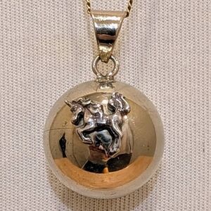 NWOT Vintage Silver Plated Harmony Ball with Silvertone Unicorn